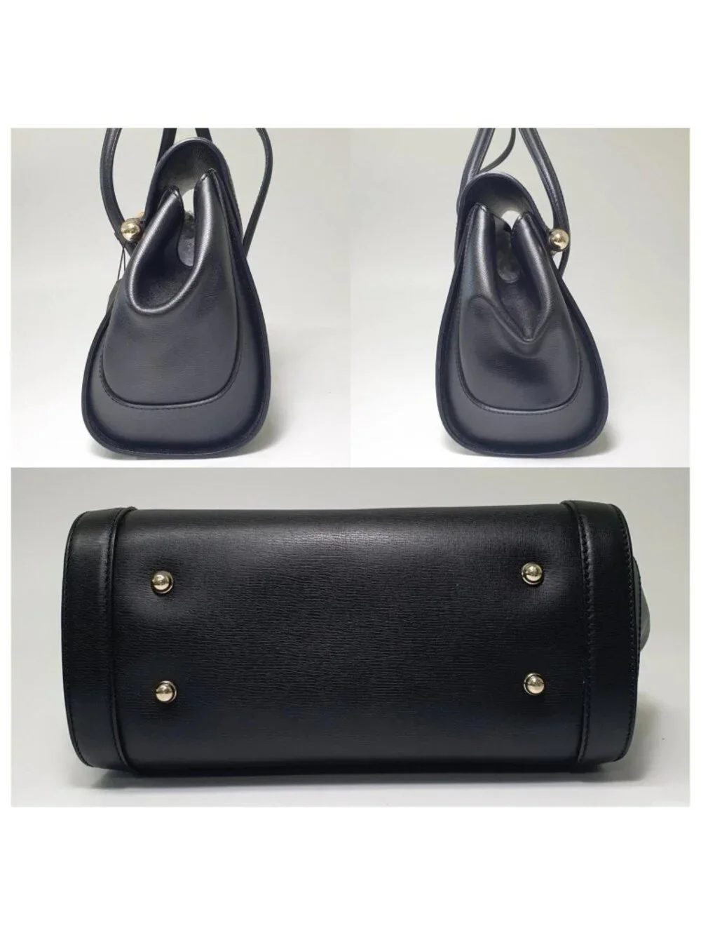 Authentic Gucci Bamboo Daily Black Leather Top Handle Bag